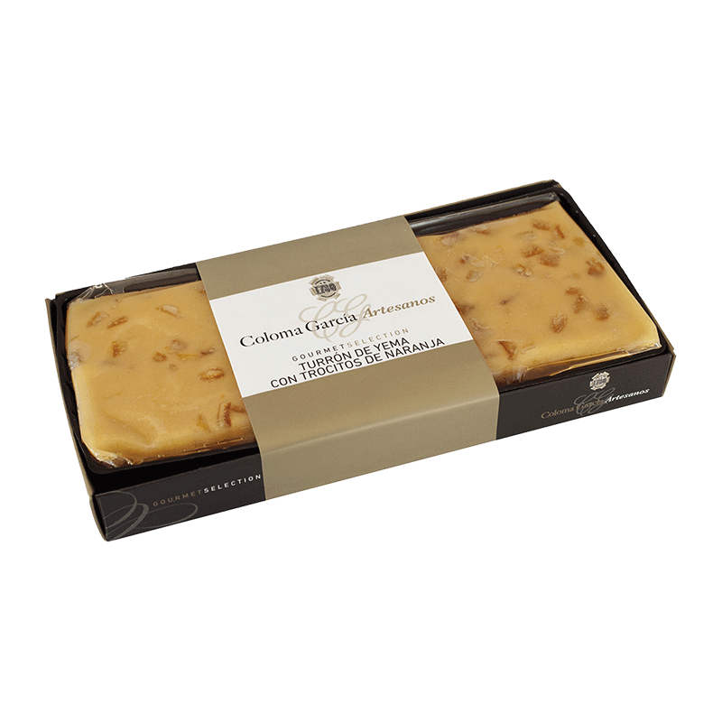 Bandeja turrón de yema con trozos de naranja artesano 300g