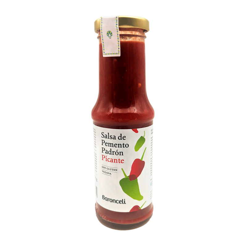 Frasco salsa de pimientos de Padrón picante 220g