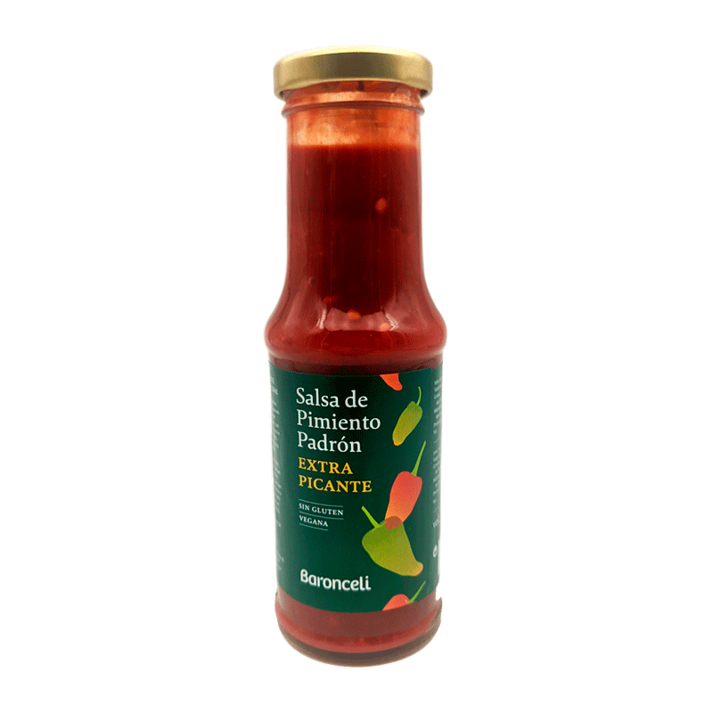 Frasco salsa de pimientos de Padrón extra picante 220g