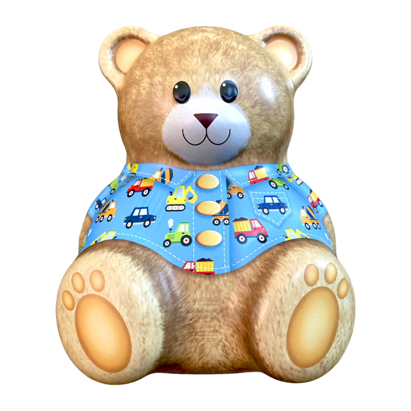 Lata bombones praliné leche "Oso Teddy camisa de coches' 150g
