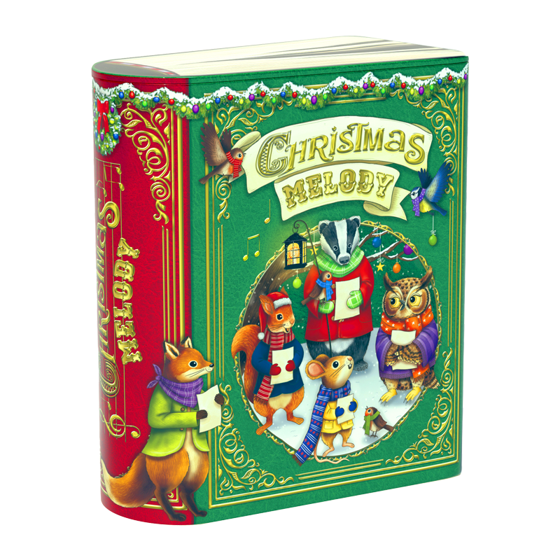 Lata bombones praliné leche 'Libro Melody' verde 150g