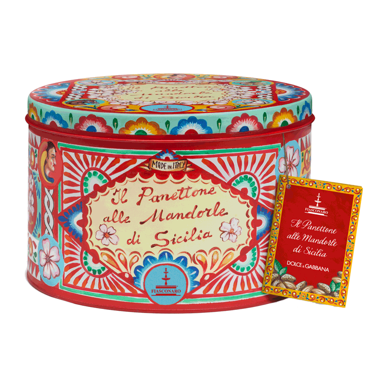 Lata panettone Dolce & Gabbana glaseado con almendras 1kg