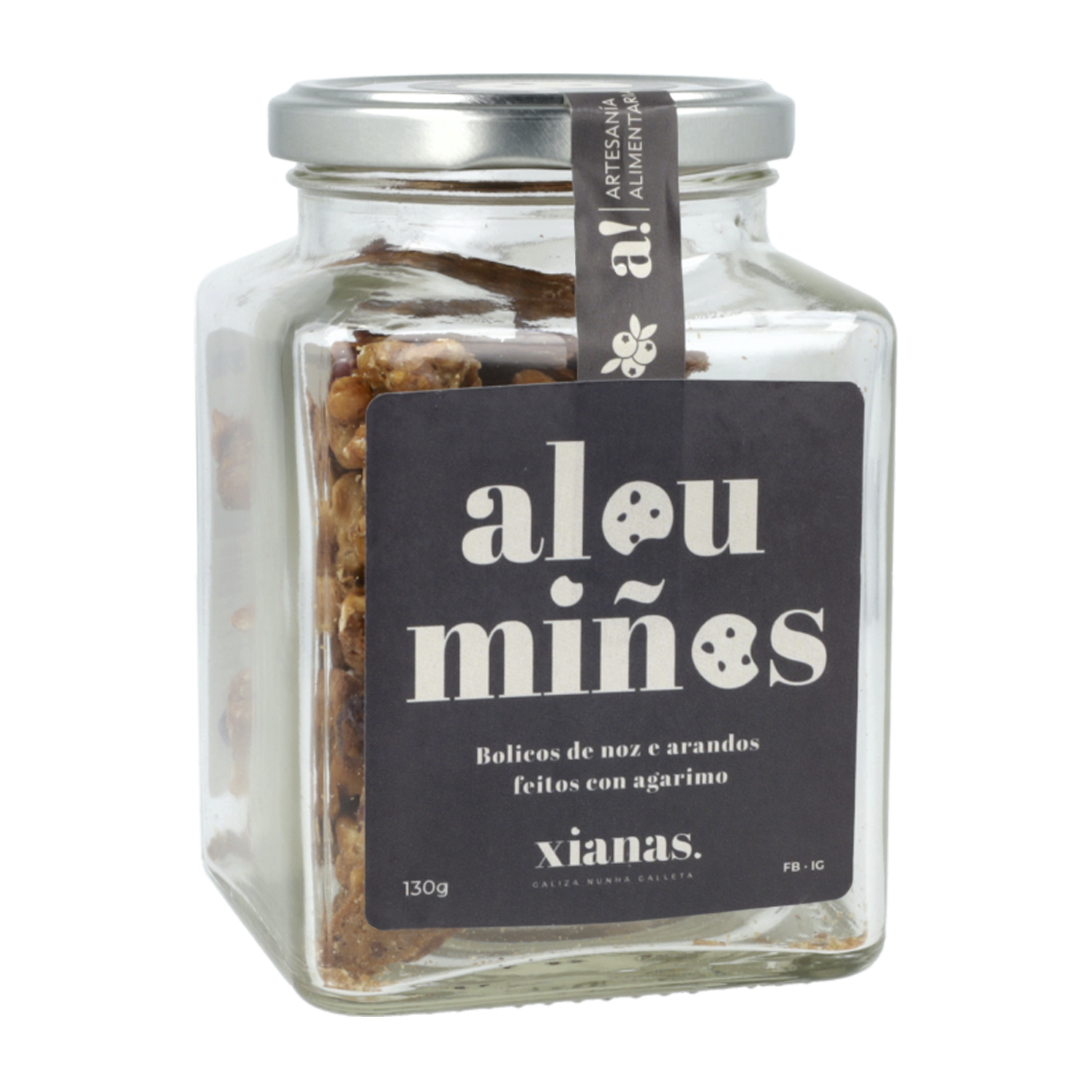 Tarro Xianas 'Aloumiños' crocante de nuez y arándanos 130g