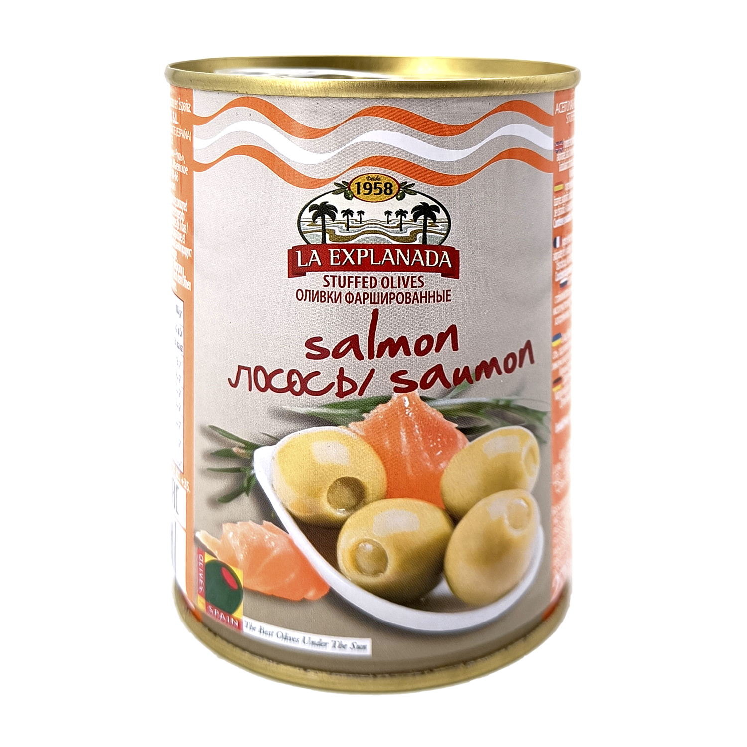 Aceitunas verdes rellenas de salmón 120g