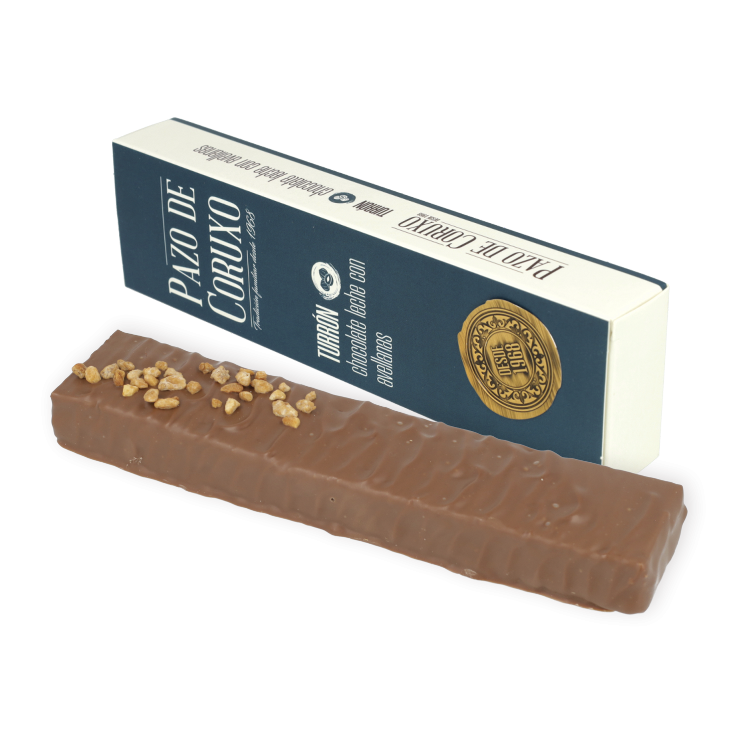 Estuche turrón chocolate con leche praliné y avellanas 160g