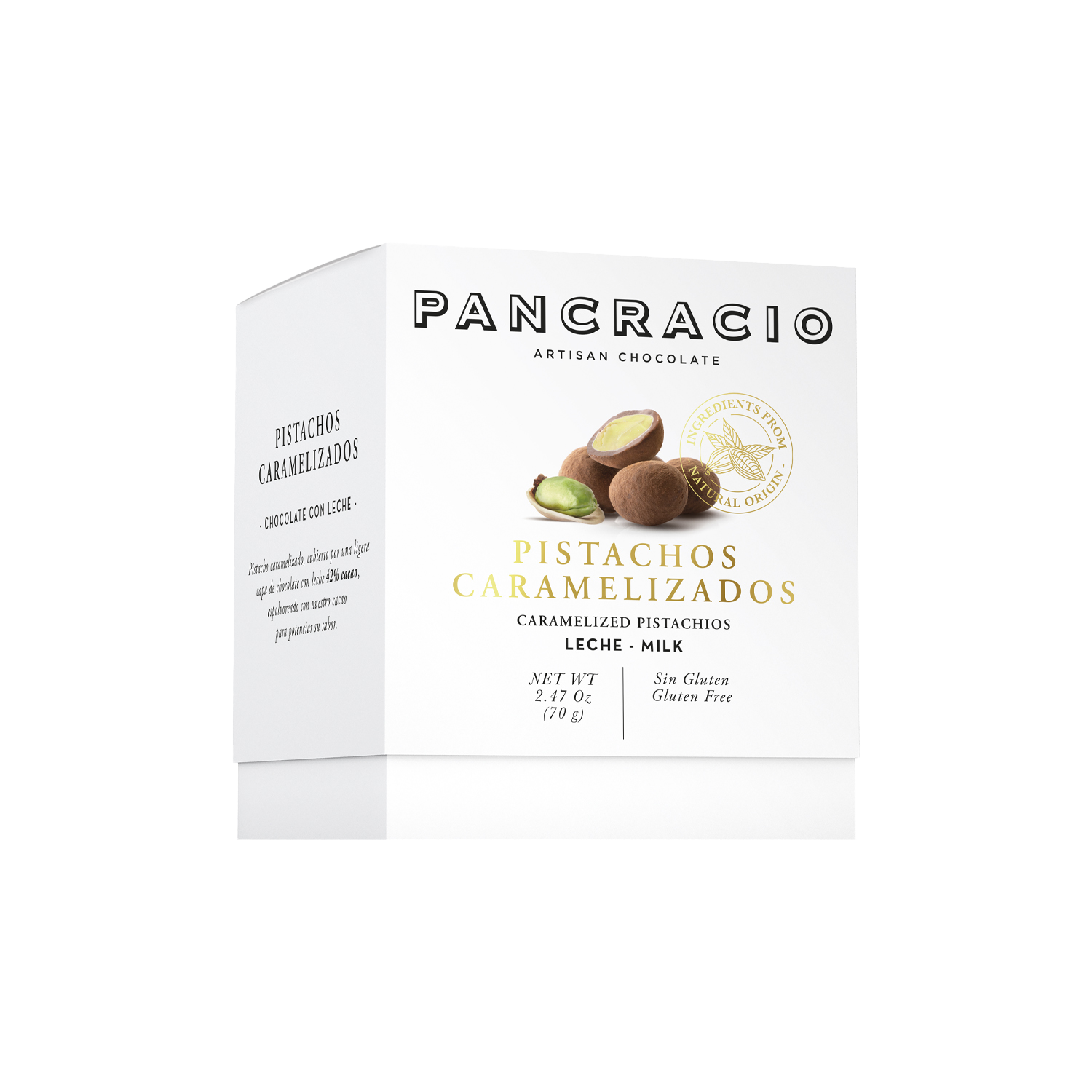 Mini box Pancracio Pistachos caramelizados chocolate con leche 70g