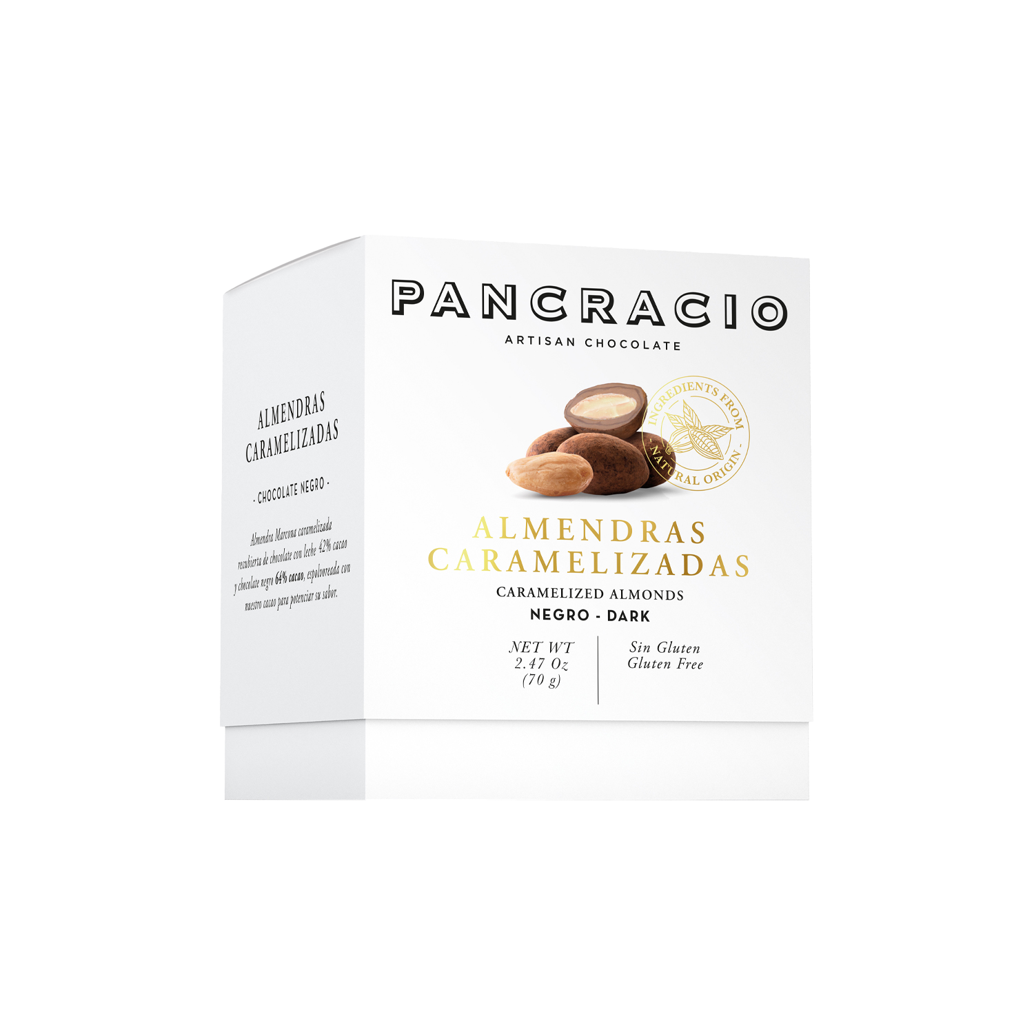 Mini box Pancracio Almendras caramelizadas chocolate negro 70g