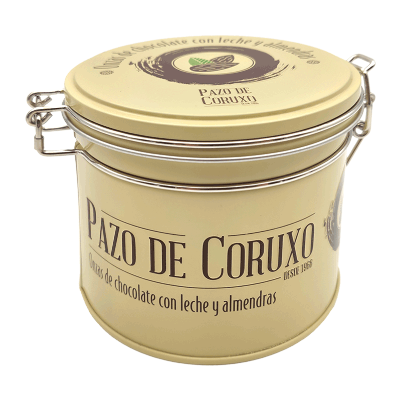 Lata onzas de chocolate con leche y almendra 130g