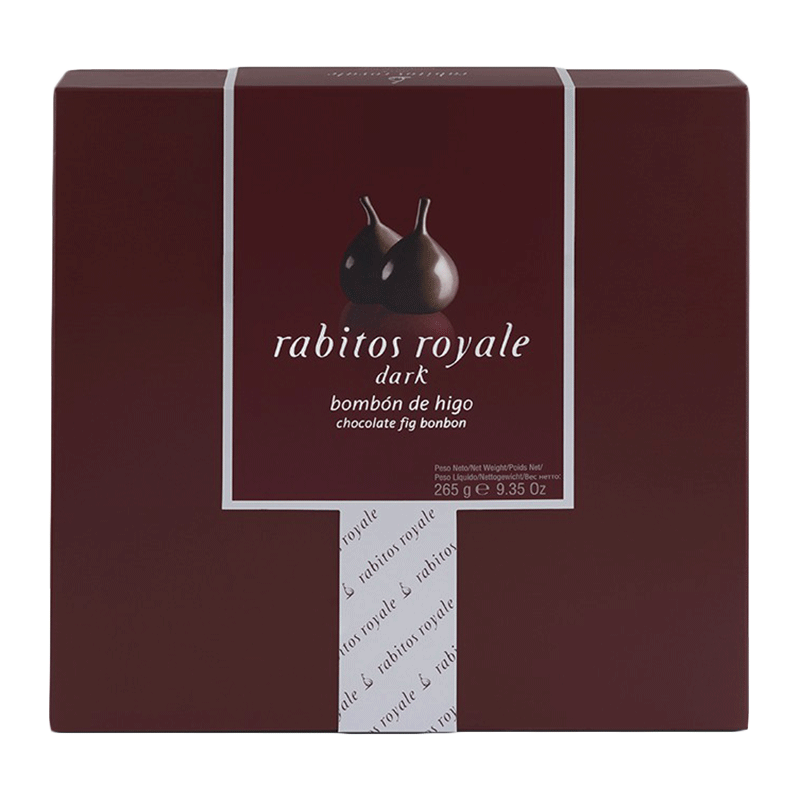 Caja bombón higo relleno de trufa chocolate al brandy y recubierto chocolate negro 265g