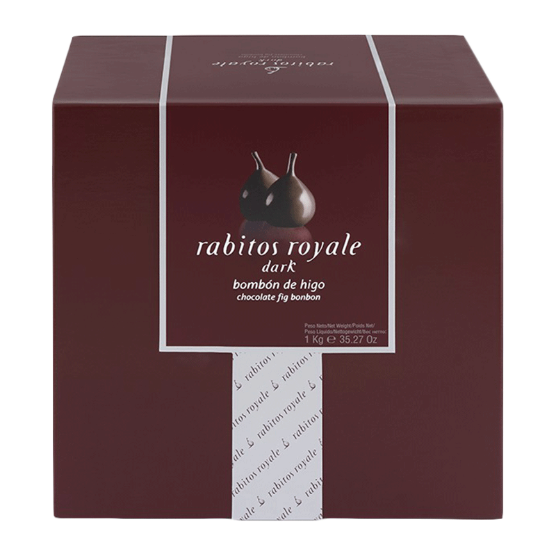 Caja bombón higo relleno de trufa chocolate al brandy y recubierto chocolate negro 4kg