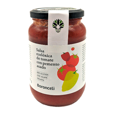 Frasco salsa de tomate con pimientos asados ecológica 350g