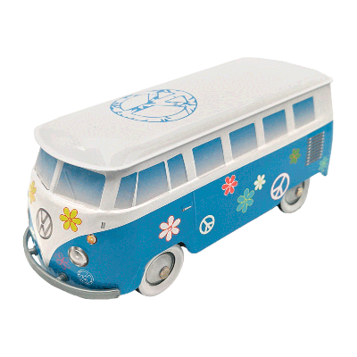 Comprar Lata bombones praliné leche 'Furgoneta Volkswagen flower power azul' 150g