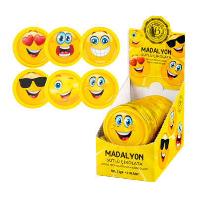 Comprar Estuche Medallón chocolate con leche Emoji 21g 36 unidades