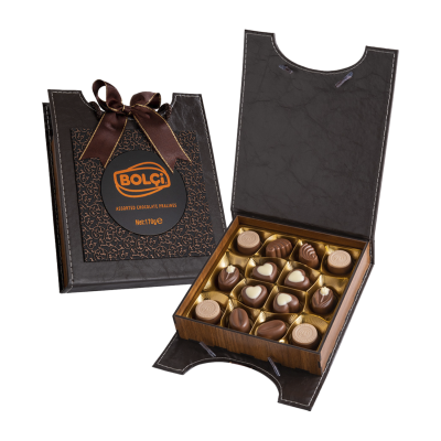 Comprar Caja bolsita bombones surtidos 'Madera & Cuero bronze' 170g