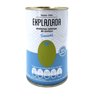 Comprar Aceitunas verdes rellenas de anchoa bajo en sal 150g