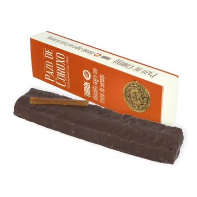 Comprar Estuche turrón ganache de chocolate negro con trozos de naranja 160g