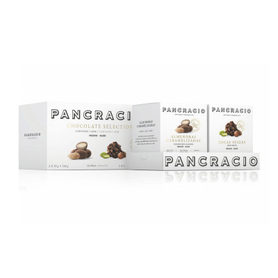Comprar Estuche Selection Pancracio almendras caramelizadas y rocas suizas chocolate negro 140g