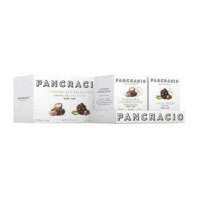 Comprar Estuche Selection Pancracio almendras caramelizadas y rocas suizas chocolate negro 140g