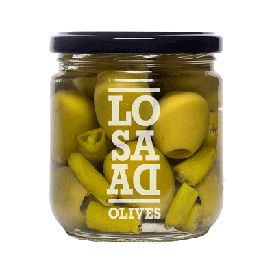 Comprar Gordal sin hueso, picante aceituna sevillana en aderezo tradicional con piparra vasca e infusión de guindilla 345g