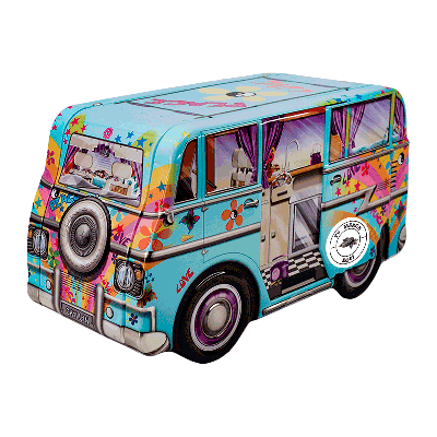 Comprar Lata personalizada de bombones praliné leche 'Mini Camper Hippy' 150g