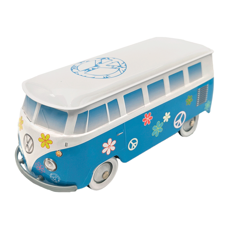 Comprar Lata bombones praliné leche 'Furgoneta Volkswagen flower power azul' 150g a domicilio
